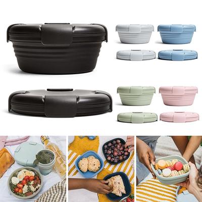 Складной силиконовый ланч-бокс Bento Box, портативный ланч-бокс для еды, столовая посуда, контейнер для еды, миска, столовая посуда, ланч-бокс для пикника на открытом воздухе