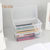 Transparent Stationery Box Pencil Case with Snap-Tight Lid Dustproof Large Capacity Stackable Pencil Holder Storage Container
