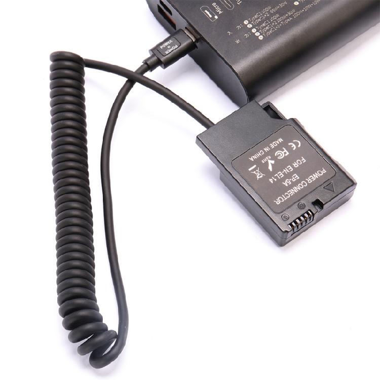 EN-EL14 Заглушка аккумулятора USB-C Адаптер-муфта с пружинным кабелем питания USB Type-C для