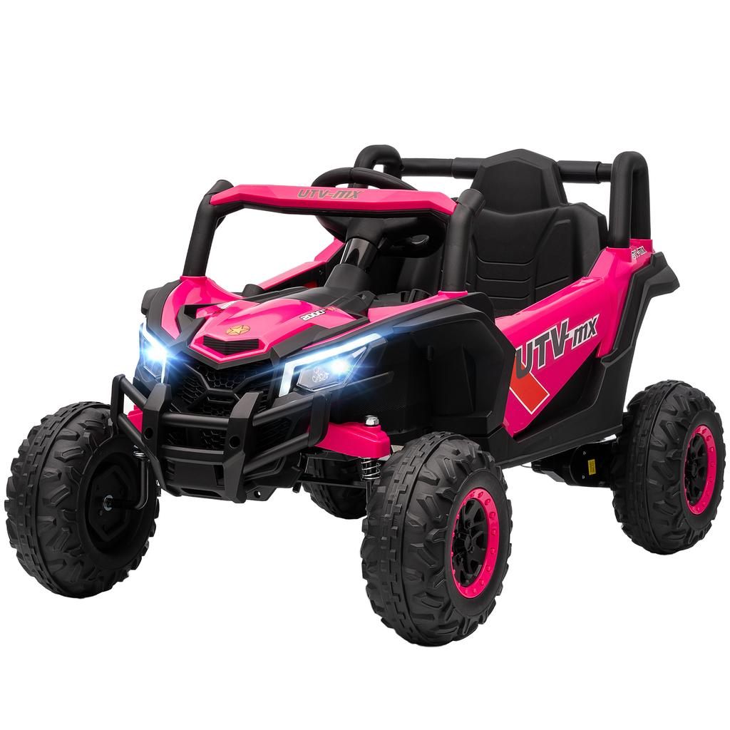 12V Electric Car for Kids, Remote Control Function, Belt, Horn, LED Lights, USB Port, for 3-5 Years, Pink