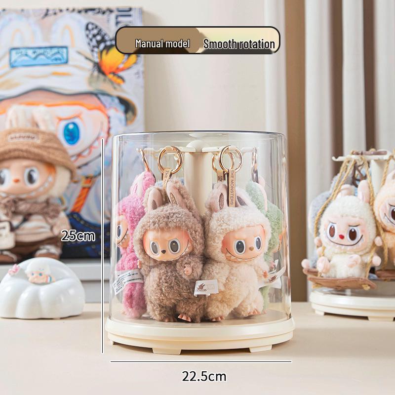 Шарм Лабубу Музыкальная вращающаяся витрина: Прозрачная плюшевая кукла, фигурка, подставка для хранения