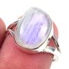 Кольцо из твердого серебра 925 пробы с натуральным радужным лунным камнем ручной работы, размер 7 C7i96