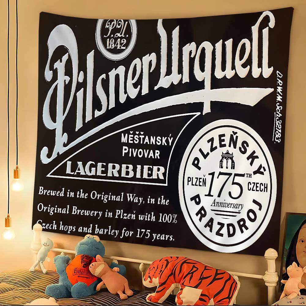 Логотип пива Pilsner Urquell Мультяшный Гобелен Богемские Настенные Гобелены Мандала Настенное Полотно