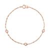 14K Gold Bracelet Chain Three Rose Cut