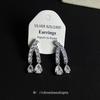 Shiny zircon water drop ear clips, no holes, high-end sense, niche temperament, stud earrings,gorgeous romantic light luxury,celebrity style earrings.