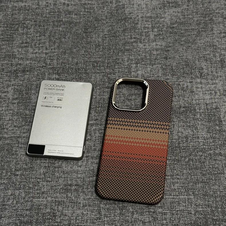 Магнитный чехол с текстурой кевлара и углеродного волокна для iPhone 17 Pro Max