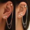 1Pcs New Fashion Bohemian Ear Clip Earring for Teens Women Men Simple Fake Cartilage Long Tassel Chain Ear Cuff Zircon