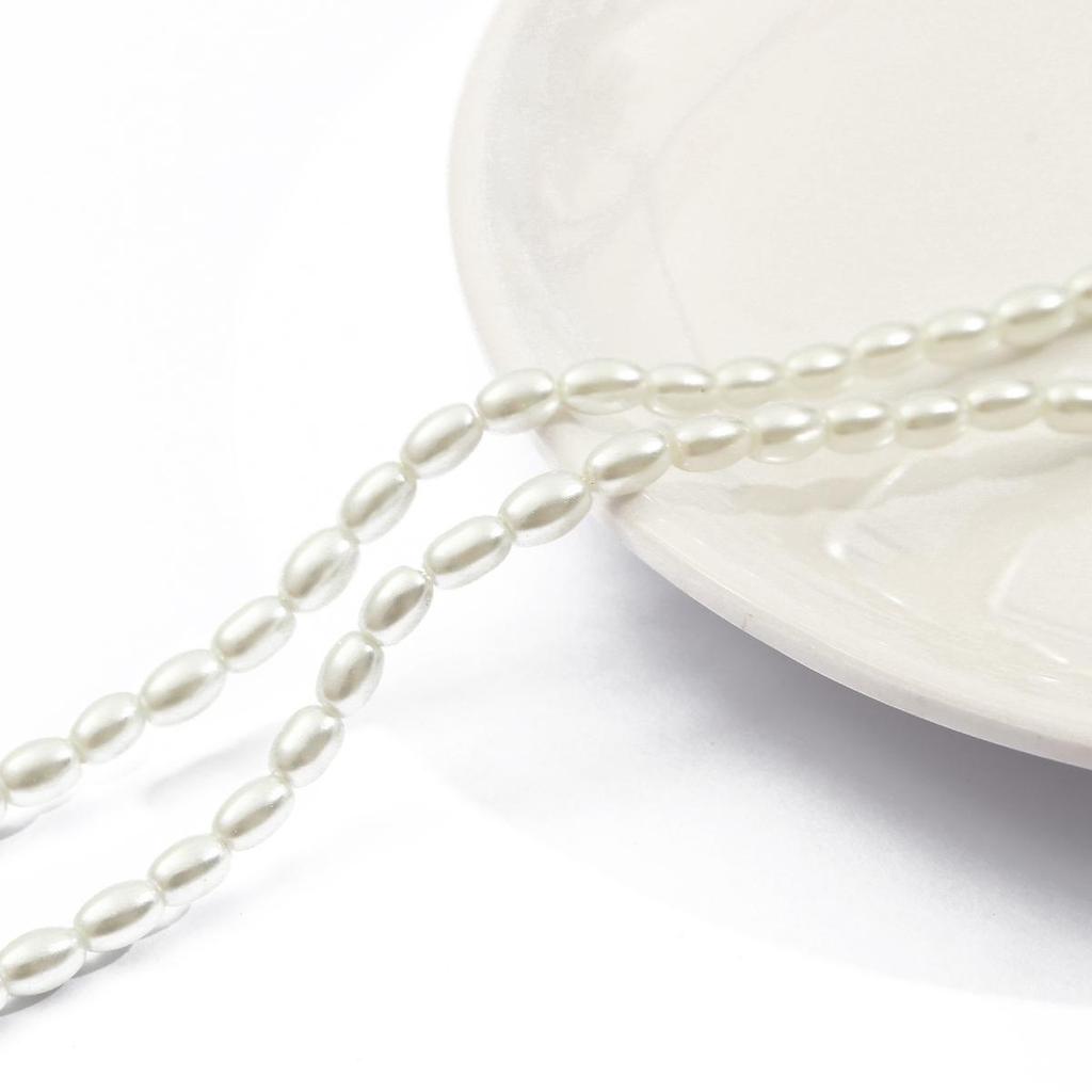 80 см стеклянные искусственные жемчужины бусины белые цвета слоновой кости овальные бусины для изготовления ювелирных изделий своими руками ожерелье браслет серьги фурнитура