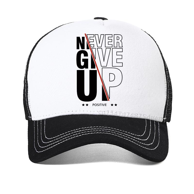 Никогда не сдавайся принт letter модная летняя дышащая кепка-snapback унисекс сетчатая шляпа от солнца регулируемая крутая кепка-тракер