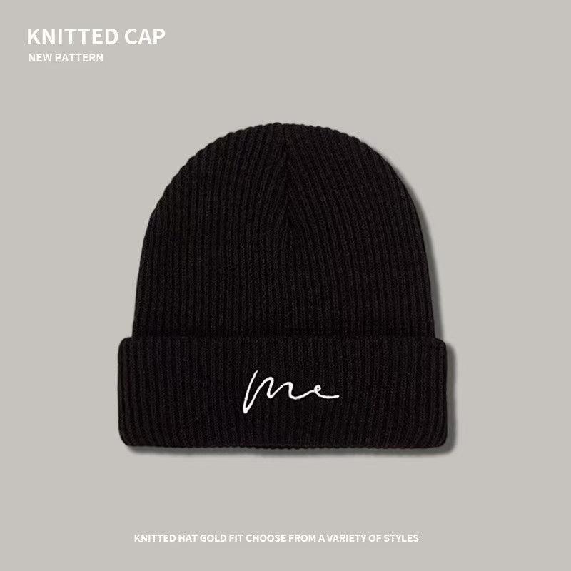 Unisex Winter Knitted Wool Hat: Fashionable Korean Hip-Hop Style, Warm, Thick, Versatile.