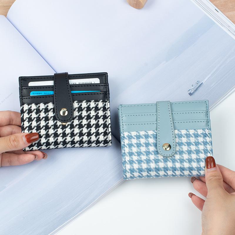 Wallet Female Student Thousand Bird Grid Small Fresh Lady Tide Change Bag Card Bag Integrated
