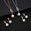 Classic Rhinestone Jewelry Set Spiral Pearl Necklace Korean Style Pendant Women Crystal Earrings