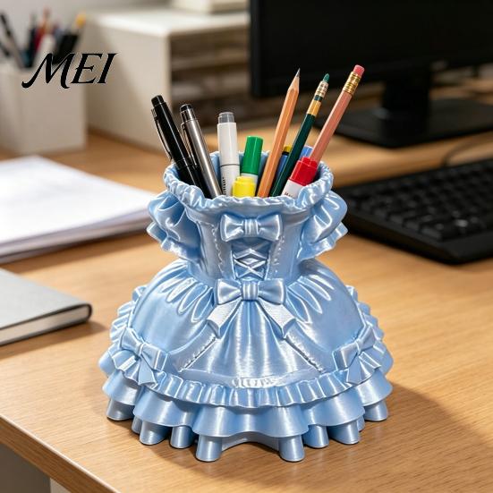 Pen Holder 3D Printed Dress Shape Holder, Cute Desk Organizer School Supplies for Makeup Brushes Stationery, Creative Home Office Decor Gift Teachers