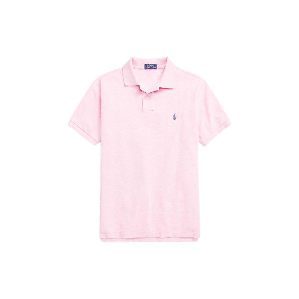 Polo Ralph Lauren SS22 Solid Slim Fit Mesh Вышитая рубашка поло Мужские рубашки поло розового цвета MNPOKNI1N821577-650