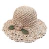 Пляжная шляпа, женская шляпа от солнца с цветочным узором ручной работы и широкими полями, защита от ультрафиолета, складная вязаная крючком соломенная кепка для летних пляжных путешествий