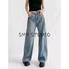 Summer New Arrival Women's Clothing American Retro High Waist Slim Looking Drape Narrow Version Loose Casual Denim Mop Trousers