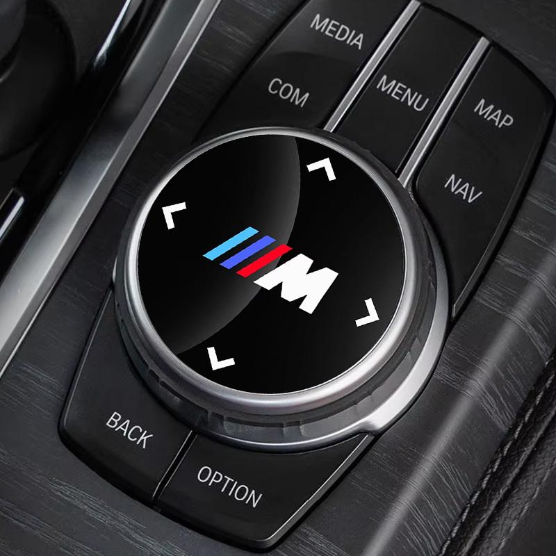 WKRA1 Fine Polishing Car Interior Multimedia Button Knob Cover Trim Decor Sticker For BMW M Power X3 X4 X5 X6 G01 G02 F10 F33