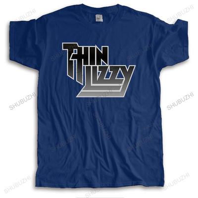 Мужская футболка с круглым вырезом Хлопок Фирменная футболка Черная THIN LIZZY Мужская Летняя Модная футболка Свободный Стиль Крутая Футболка Большой Размер ...