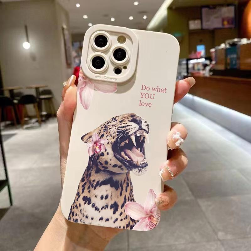 Чехол для телефона с цветочным узором, тигром и леопардом, painted, для iPhone 16 Pro Max 16E 13 12 11 14 Pro 15 Plus Mini X XR XS Max