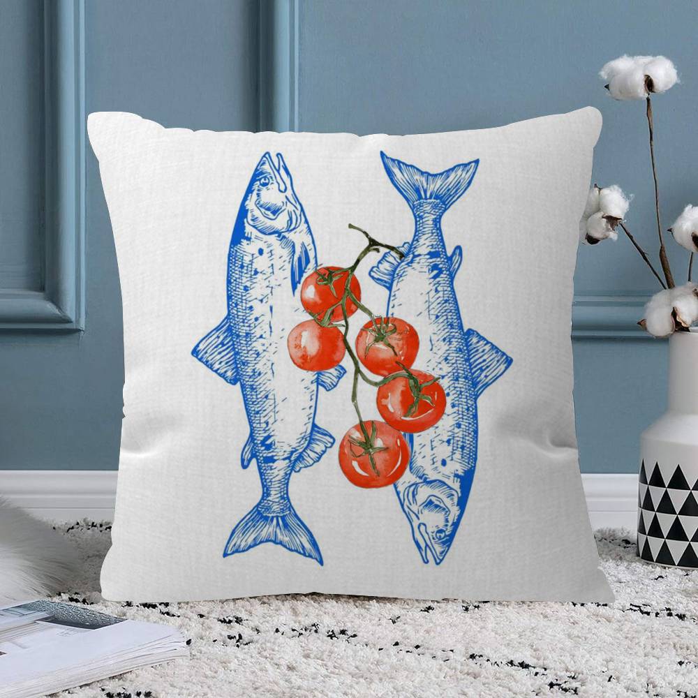Sardines Pillow Covers Cartoon Sofa Decorative Home Doublesided Printing Short Plush Cute Cushion Cover