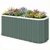 Raised Garden Bed Metal 136 x 53 x 61 cm Deep Garden Bed with Protective Edges Plant Labels Gloves Open Bottom