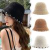 Hollow Women Visor Bucket Hat Breathable Fisherman Hat Korean Beach Straw Hat  Summer