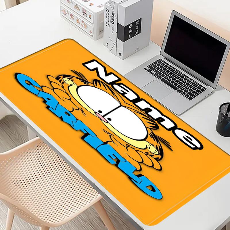 Custom Name Personalized Garfield Pattern Mousepad, Laptop PC Desk Mat, Decorative Desk Mat for Home Keyboard Pad Gift