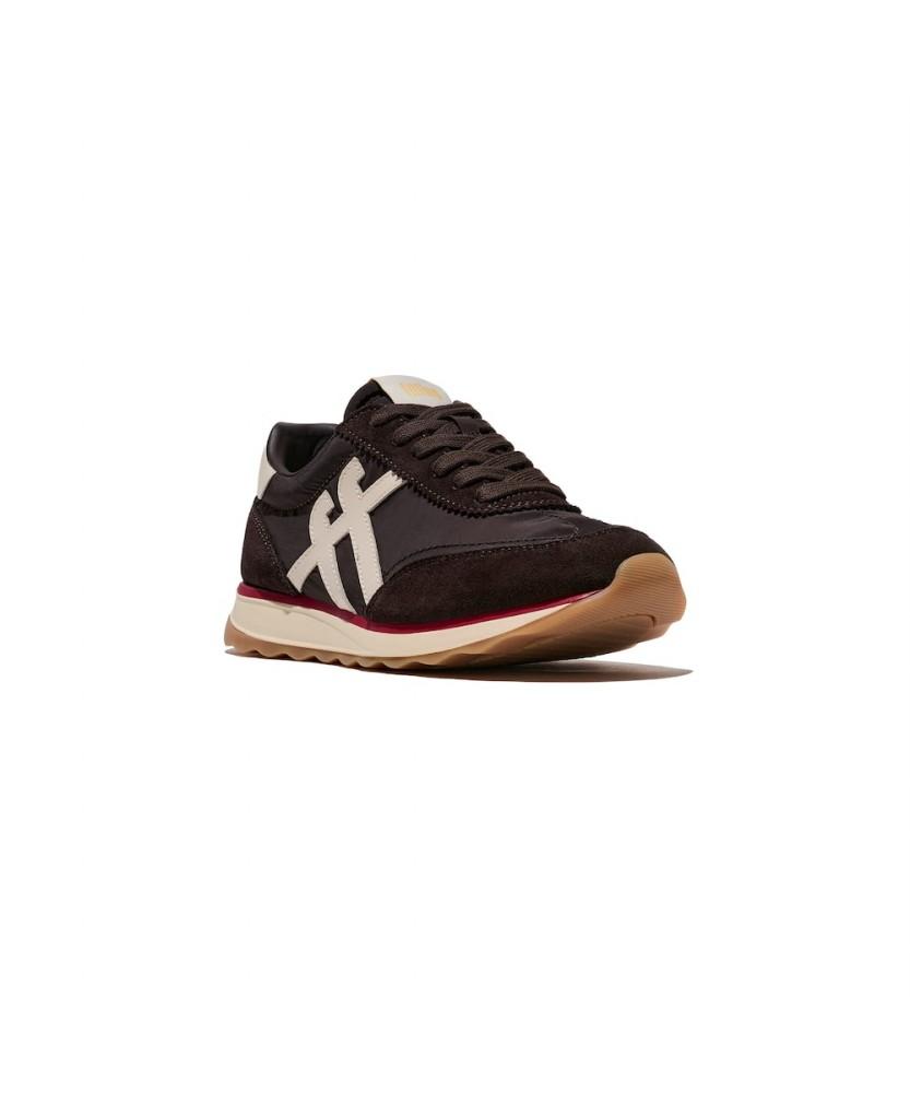 Женские кроссовки Fitflop Retro-Q Ff из ткани/замши - Шоколадно-коричневый/Парижский бежевый (Ft61K2N16D)