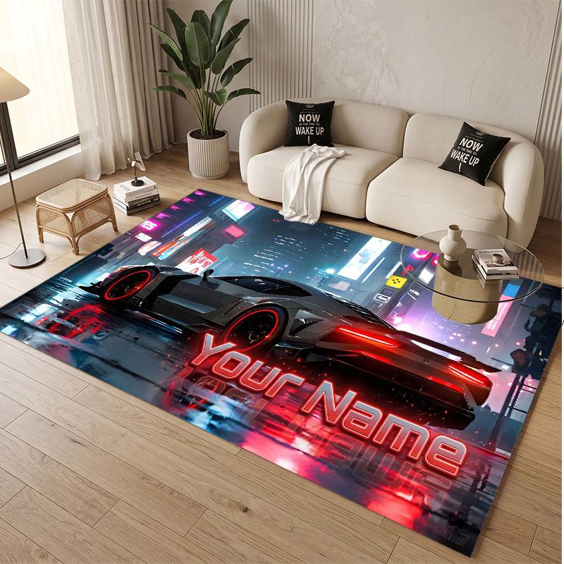 Other Similar Designs Theme Soft Crystal Velvet Rug Custom Name & Text Print Non Slip Floor Rug for Bedroom Living Room