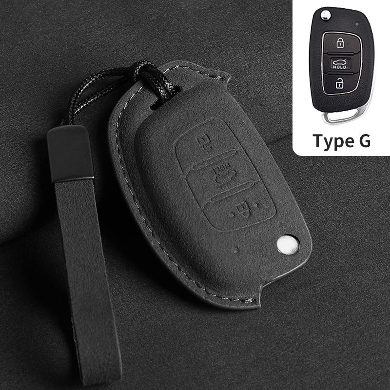 Чехол-обложка из замши для складного автомобильного ключа Shell Fob для Hyundai Elantra Tucson Sonata Ix25 I20 Creta Santa Fe Gls Reina Кожаная сумка для автомобильного ключа
