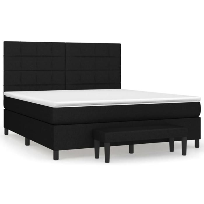 Maison Exclusive - Sommier à lattes de lit avec matelas Noir 160x200 cm Tissu