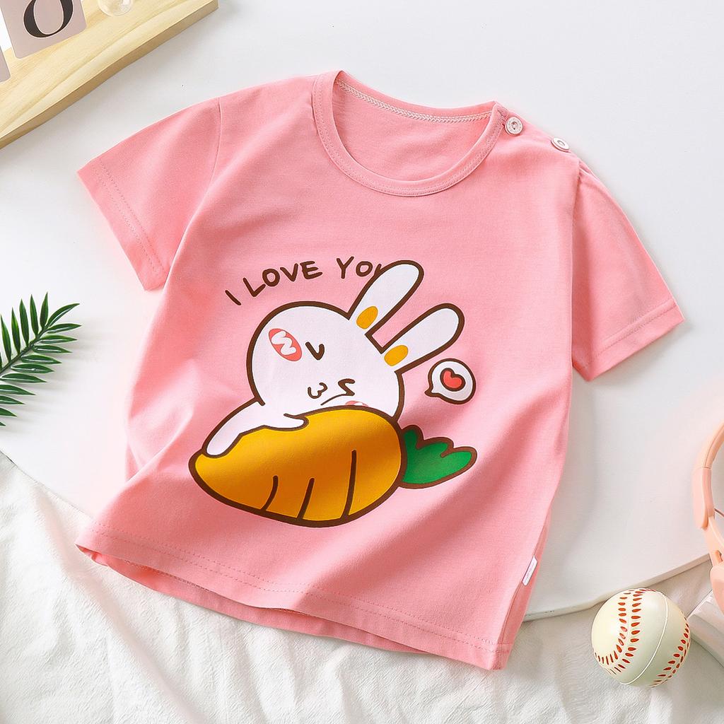 Children's Short Sleeve Pure Cotton Summer New Boy's T-shirt Baby Cartoon Girl Short Sleeve Korean Version of Top for Children