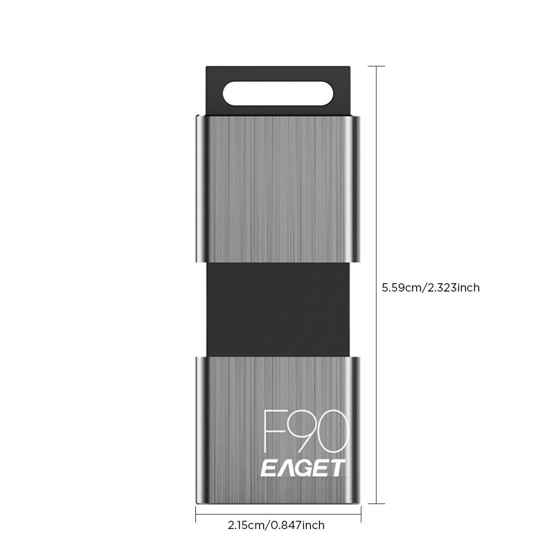 EAGET USB 3.2 Флеш-накопитель с выдвижным разъемом, емкостью 256 ГБ и скоростью передачи 120 МБ/с