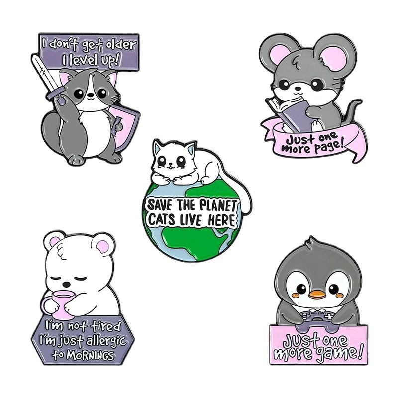 Cute Cartoon Animal Brooches Featuring Adorable Cats Penguins And Polar Bears For Unique Style