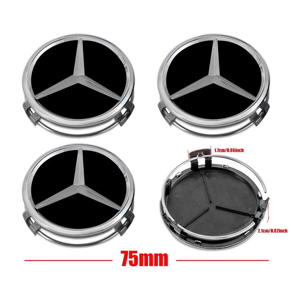 4PCS 75MM Car Wheel Center Hub Caps Tire Rim Covers Auto Accessories For Mercedes Benz CLA A180 W108 AMG CLK W201 W212 W213 W220
