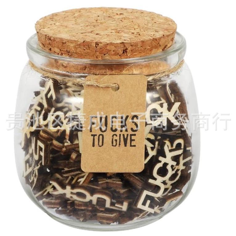 Funny Fuck Jar Gift – 100 Wooden Cutout Letter Pieces, Prank Birthday Gift for Him/Her, Novelty Desk Decor for Stress Relief