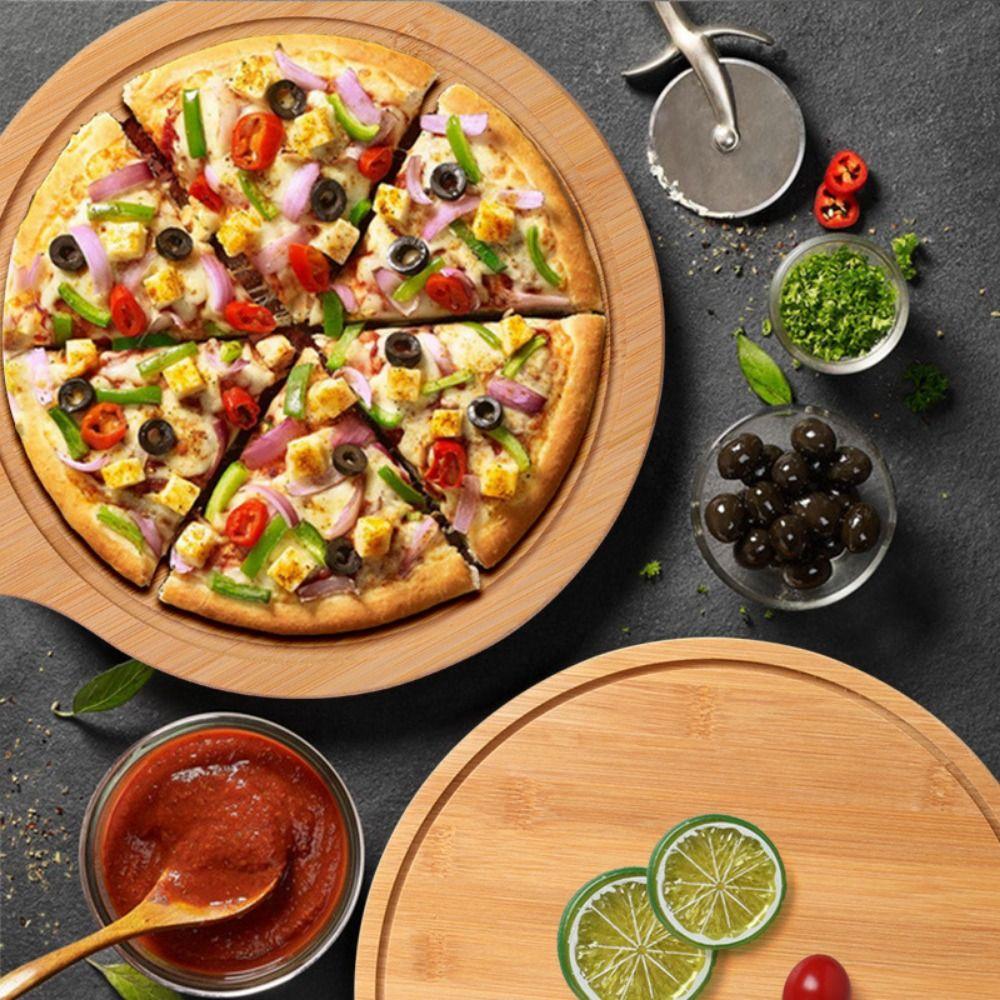 Durable Bread Serving Board Bamboo Pizza Baking Tray Practical Food Steak Plate Fruit