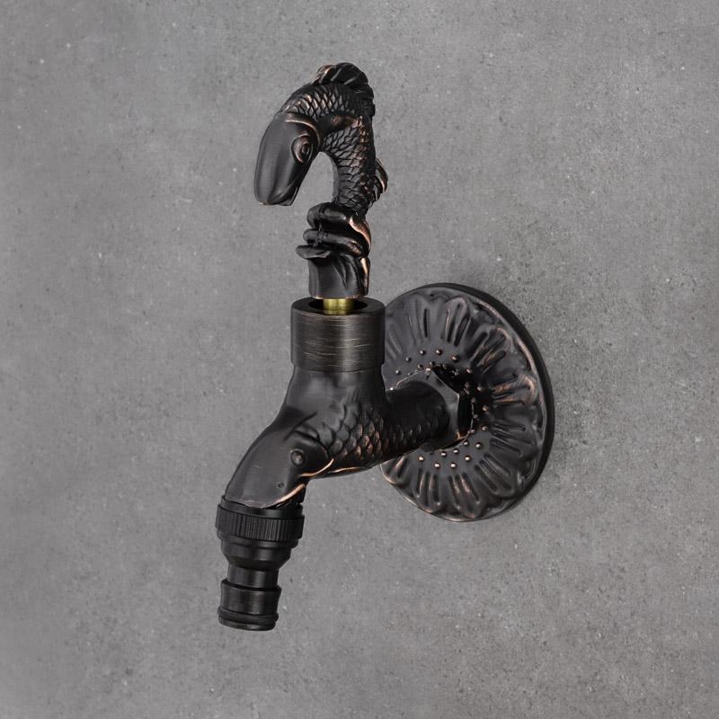 Black FISH garden hose tap