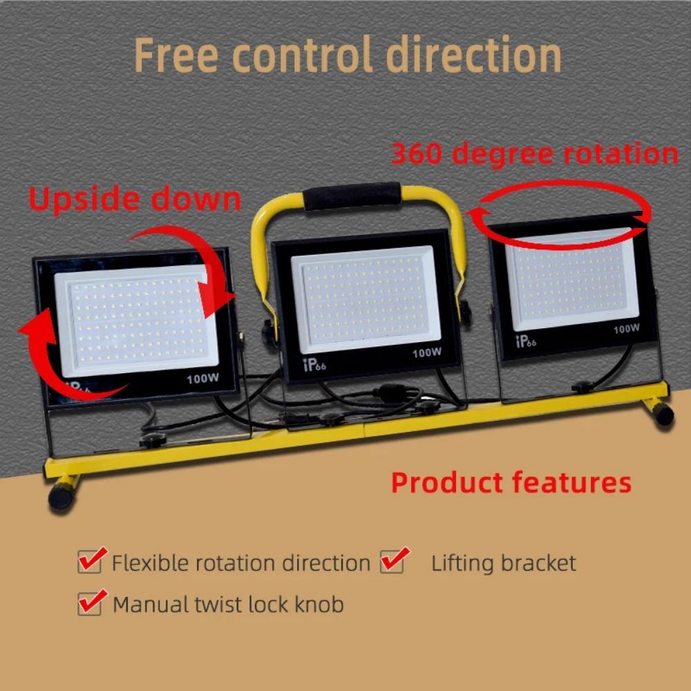 Floodlight with Bracket Emergency Maintenance Work Light Construction Site Mobile Portable Searchlight Outdoor Square Lighting