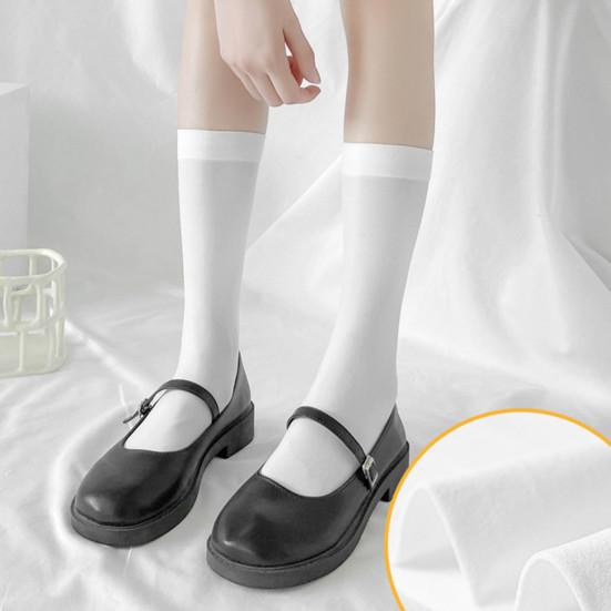 1 пара женских длинных носков в стиле Лолита, однотонные носки до середины икры, подходящая юбка выше колена, высокая эластичность, японский студенческий стиль, носки средней длины, одежда для косплея