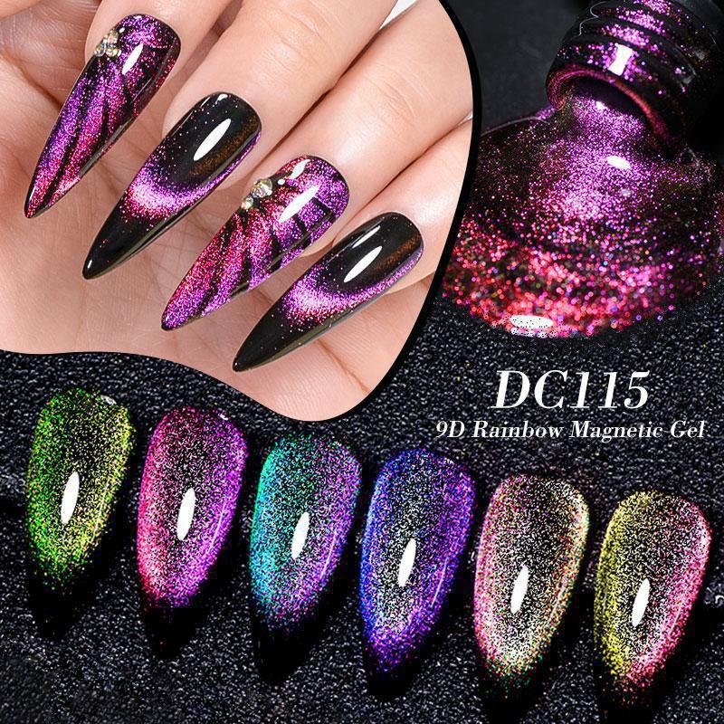 Mtssii 7ML Reflective Dynamic Cat Eye Magnetic Gel Nail Polish With 2 Different Color Magnetic Effect Semi Permanent UV LED Gel 1Bottle