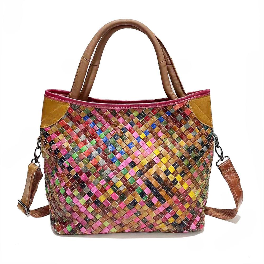 Винтажная кожаная женская сумка, ручная работа, цветная кожаная сумка-мессенджер