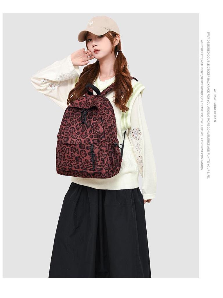 Ретро-рюкзак в европейско-американском стиле с леопардовым принтом — модная школьная и дорожная сумка.