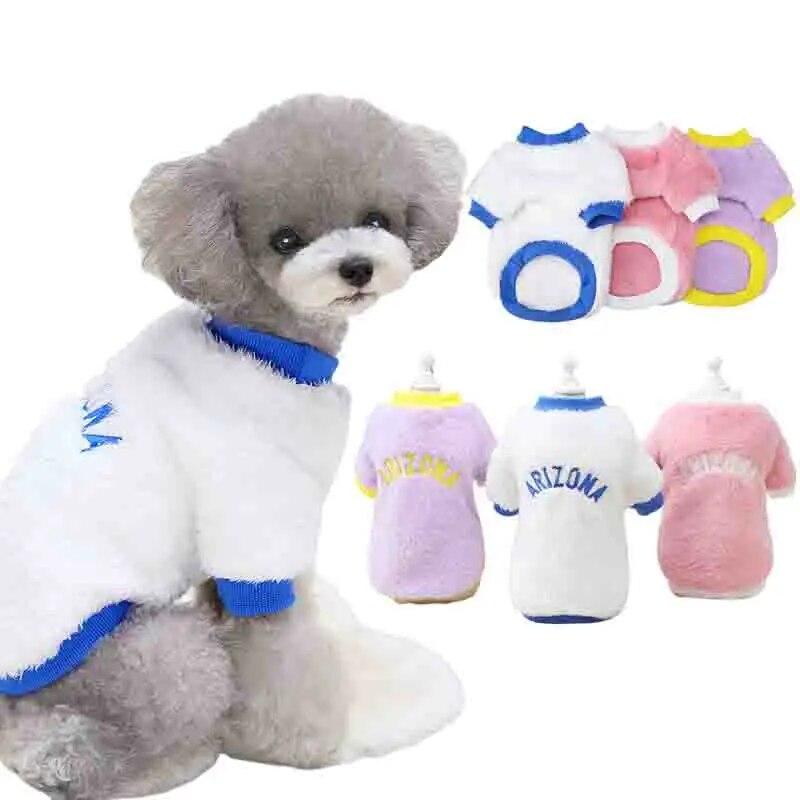 Warm Fleece Pet Clothes Letter Print Puppy Dog Shirt Jacket for Small Dogs Cat Coat Vest Schnauzer Yorkie Bulldog Outfits
