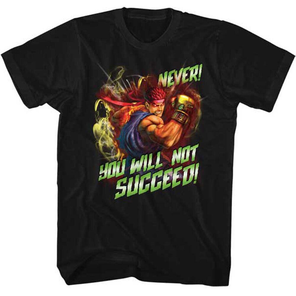Черная футболка унисекс приталенного кроя Street Fighter Never Succeed