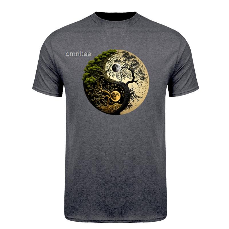 New Design Tree of Life Yin Yang TShirt Short Sleeve Streetwear Tee Cotton Loose Oversized T Shirt HJ043