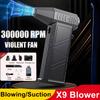 X9 Турбовоздуходувка-пылесос 300000 об/мин Высокоскоростная воздуходувка Беспроводной сжатый пылесос для удаления пыли