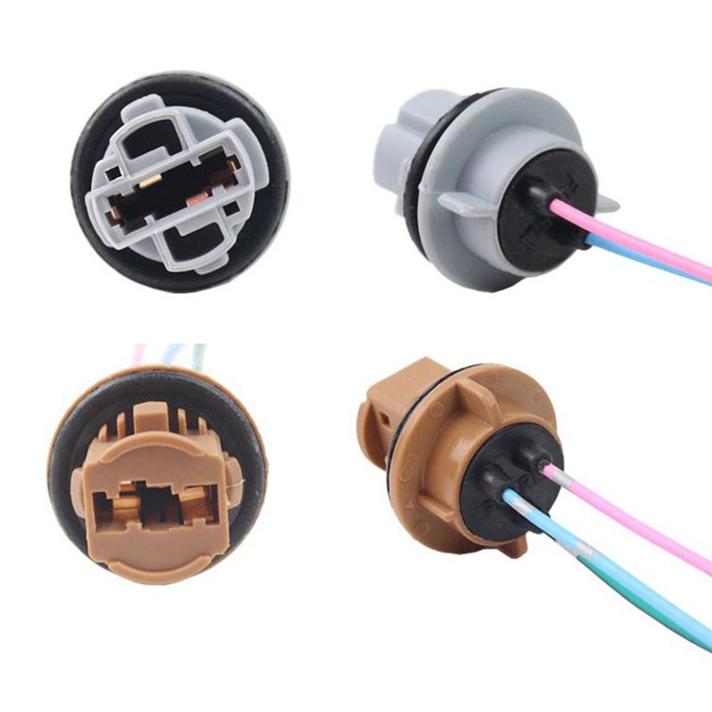 2Pcs Plastic T20 7443 W21/5W 7440 W21W Socket Adapter Base Female Plug Connect Wiring Suitable For Car Brake Light Reverse Lamp