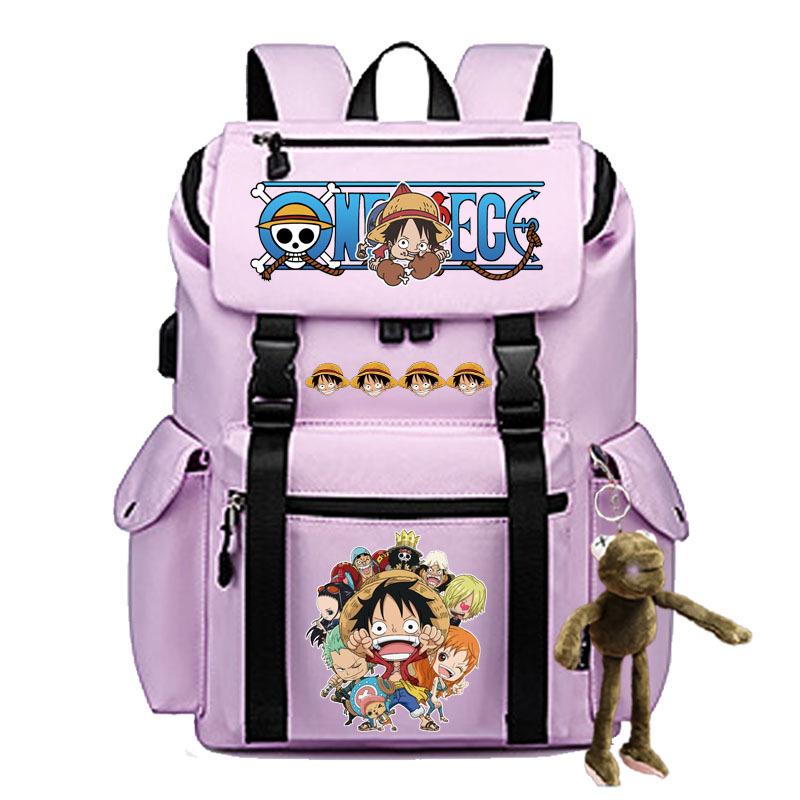 2024 новый популярный трансграничный рюкзак с мультяшным принтом ONE PIECE для студента колледжа, большая вместимость, для ноутбука