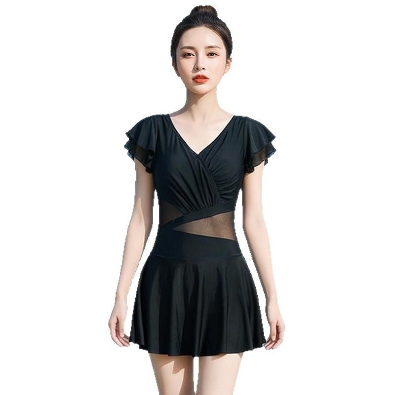 Large size swimsuit for women, slightly fat mm, covering the belly and showing thinness, foreign style one-piece skirt type, soaking in hot springs,
